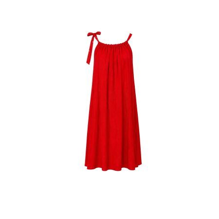 Rood halter jurkje krinkel katoen