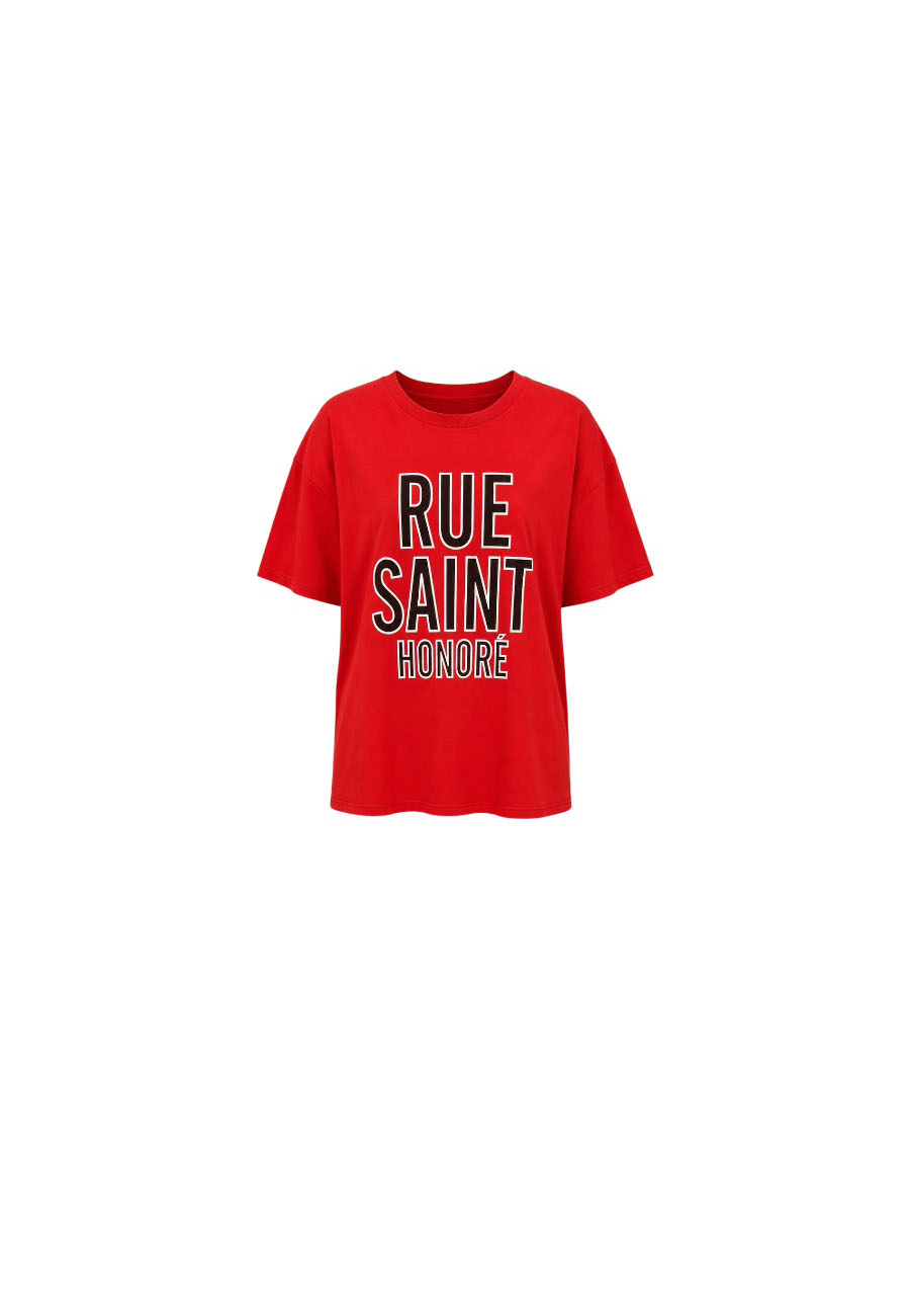 Rood oversized shirt met opdruk