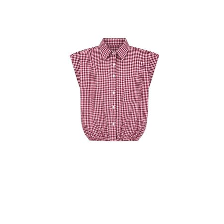 Rood/wit geruit mouwloze blouse