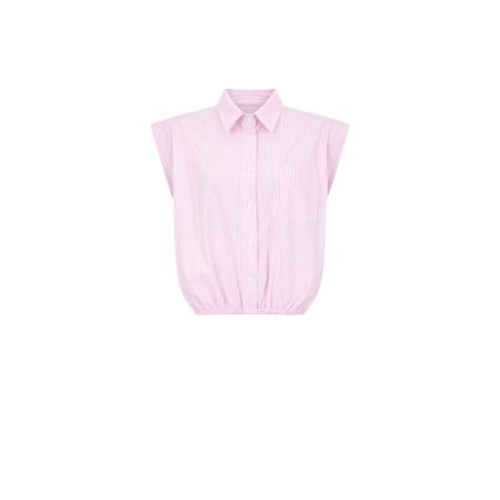 Roze/wit gestreept mouwloos bloesje