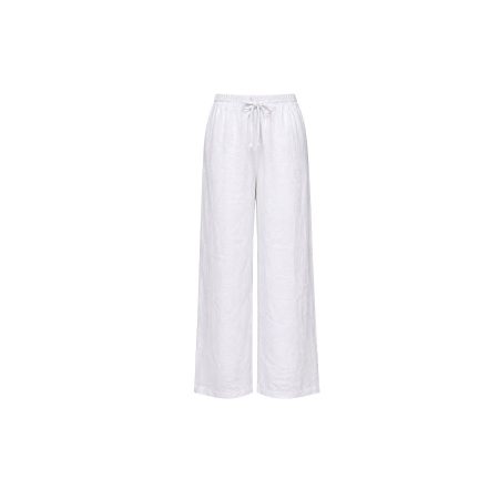 Witte linnen broek met rechte pijp