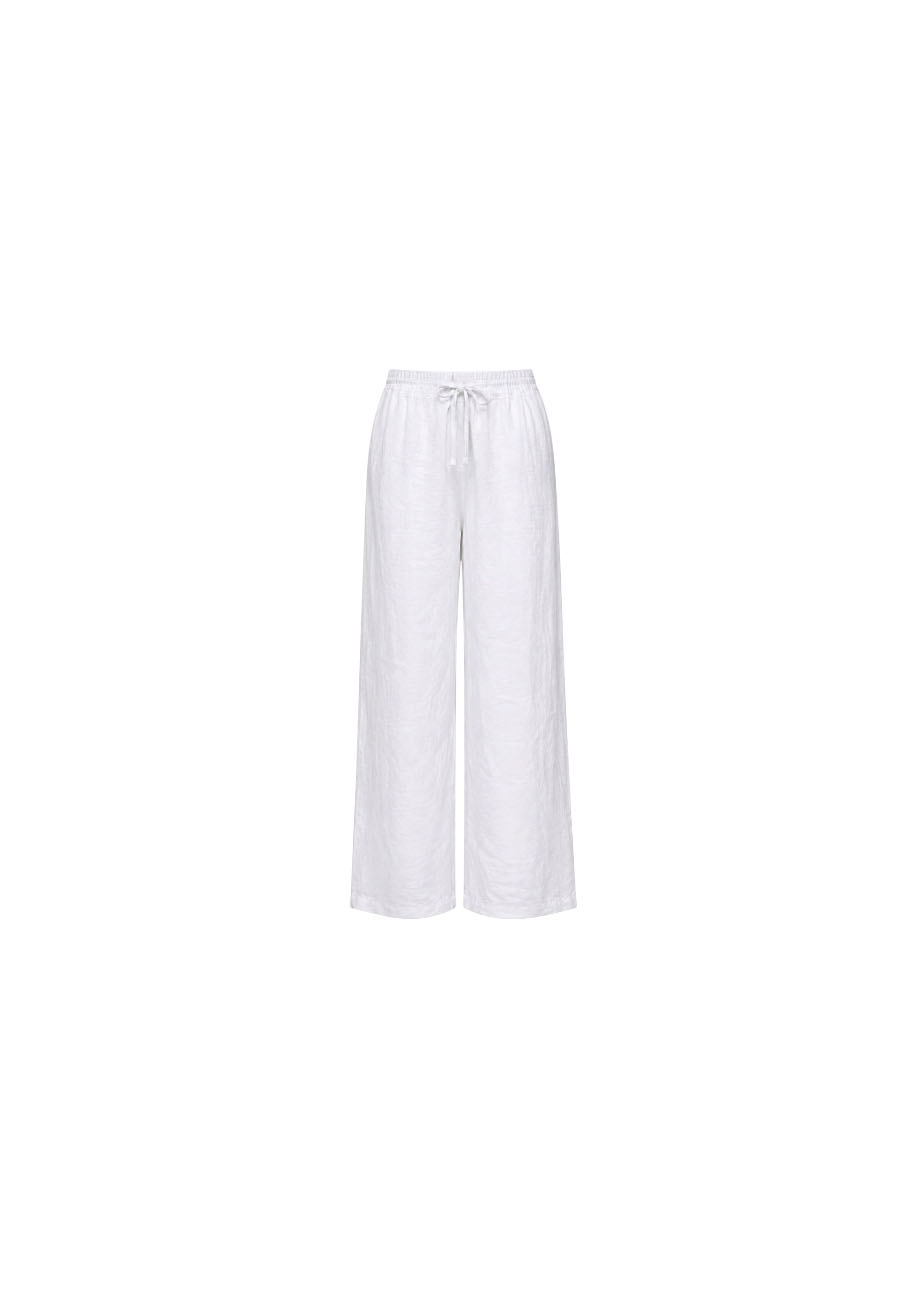 Witte linnen broek met rechte pijp