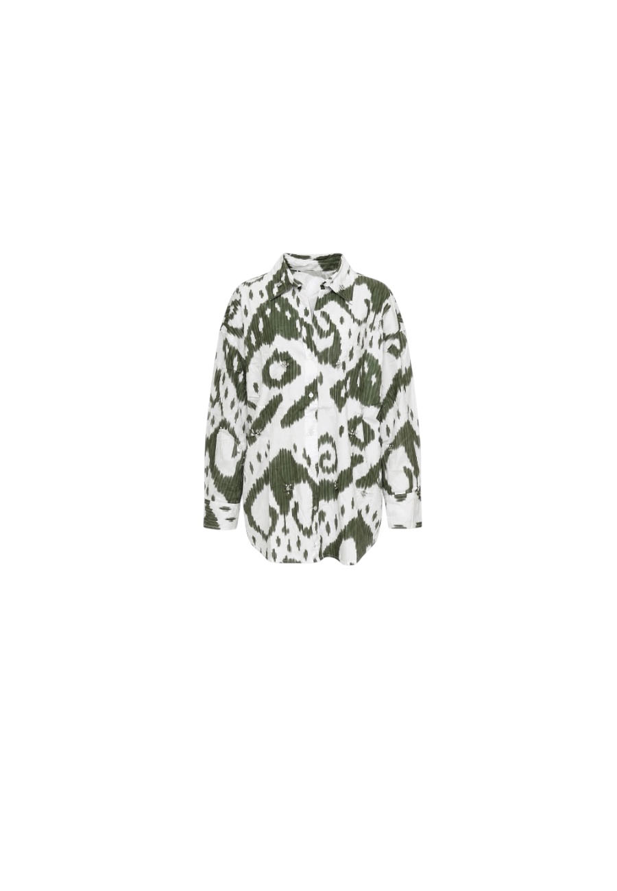 Witte oversized blouse met ikat-print
