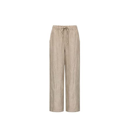 Zandkleurige linnen broek