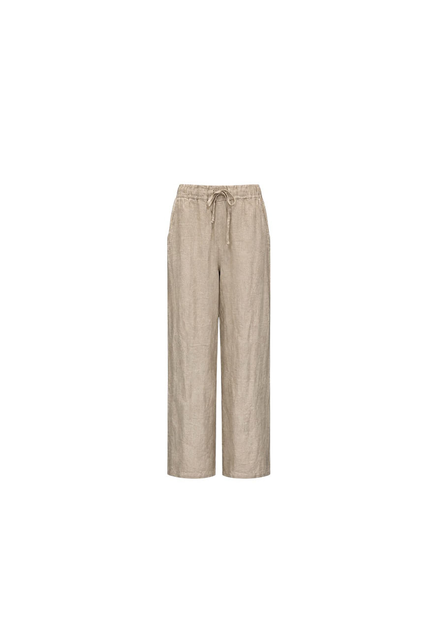 Zandkleurige linnen broek