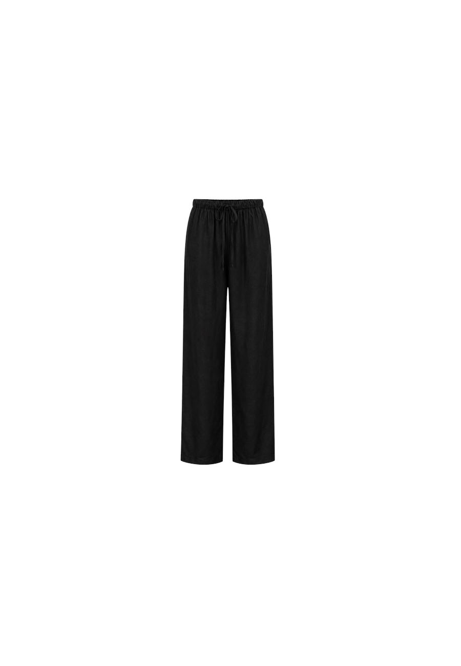 Zwart linnen broek met rechte pijp