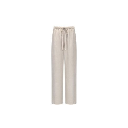 Beige glans broek met rechte pijp