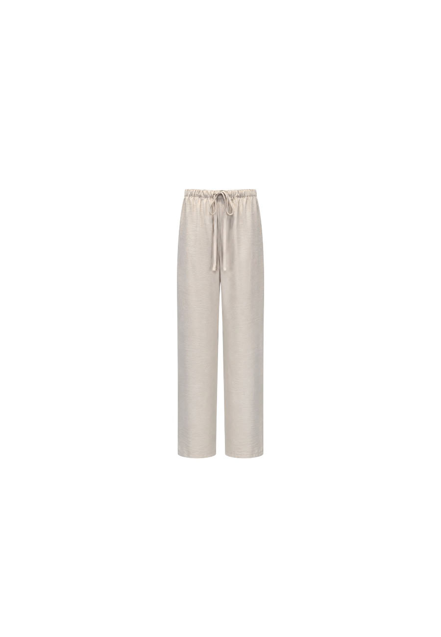 Beige glans broek rechte pijp