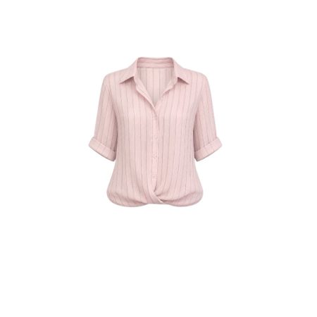 Roze blouse met fijn streepje