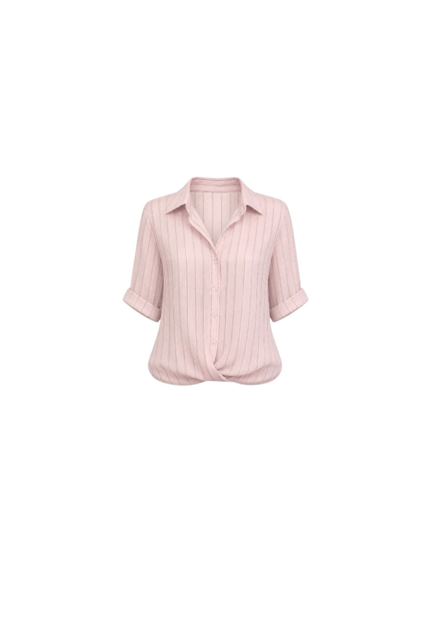 Roze blouse met fijn streepje