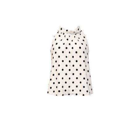 Witte haltertop met zwarte noppen