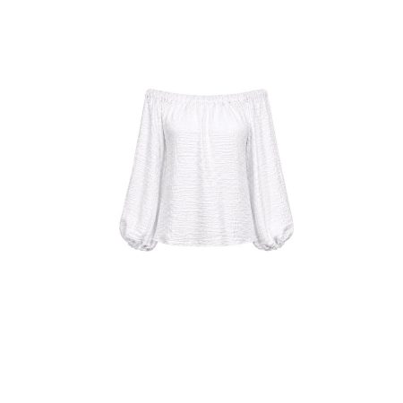 Witte off shoulder glans top