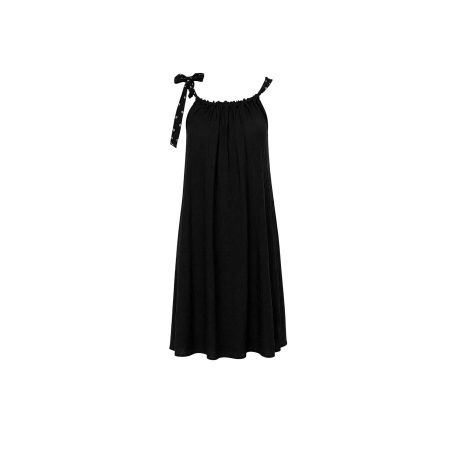 Zwart halter jurkje krinkelstof