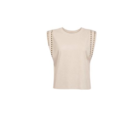 Beige shirt met studs