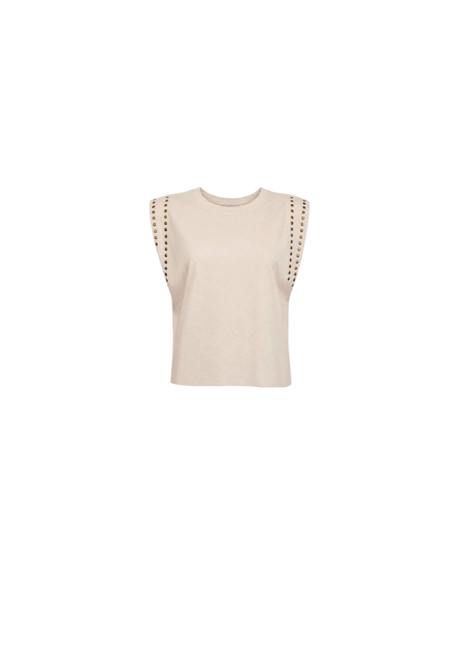 Beige shirt met studs