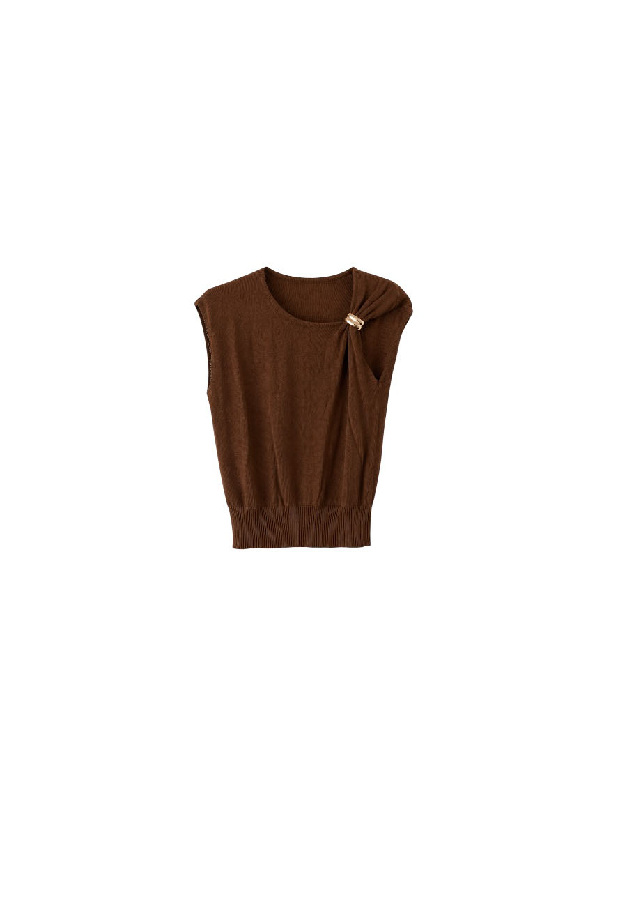 Cognac mouwloos truitje
