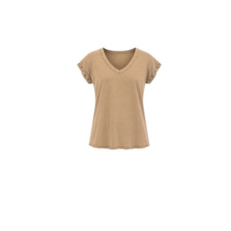Camel vintage wassing shirt met studs