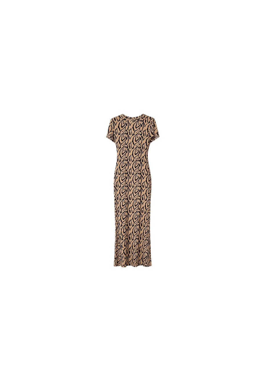Camel/donkerbruin strakke jurk