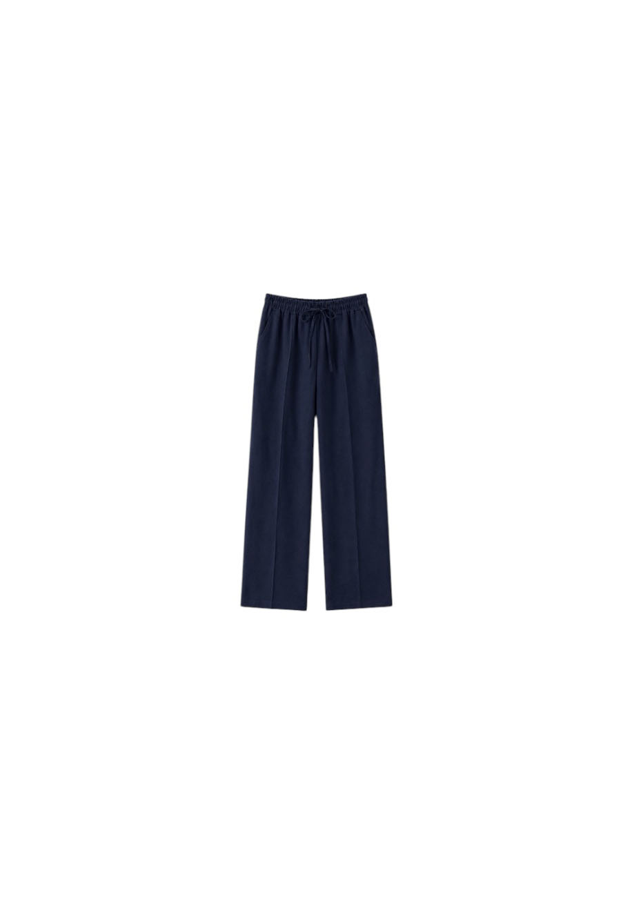 Donkerblauwe tencel broek