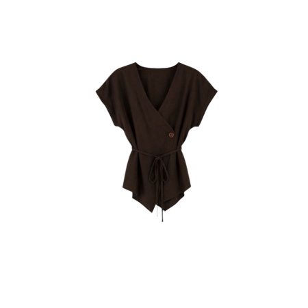 Donkerbruine mouwloze blouse/gilet