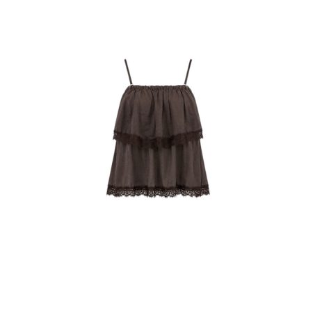 Donkerbruine volant top