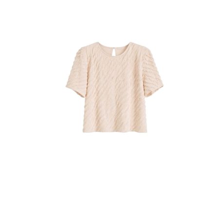 Ecru top met schuine plissรฉ
