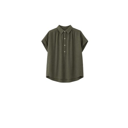Olijfgroene blouse korte mouwen