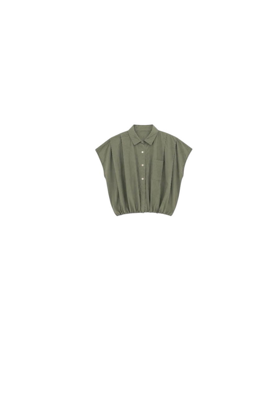 Olijfgroene mouwloze blouse