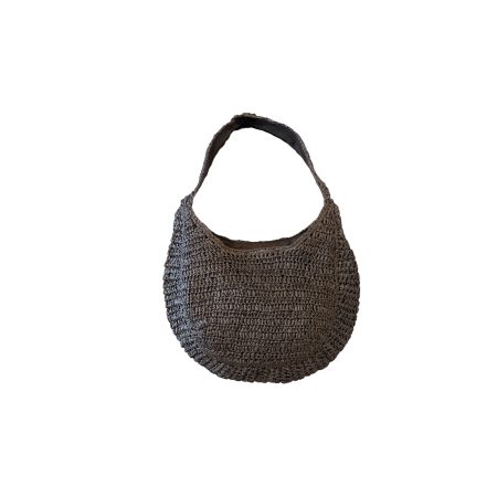 Donkerbruine raffia shopper