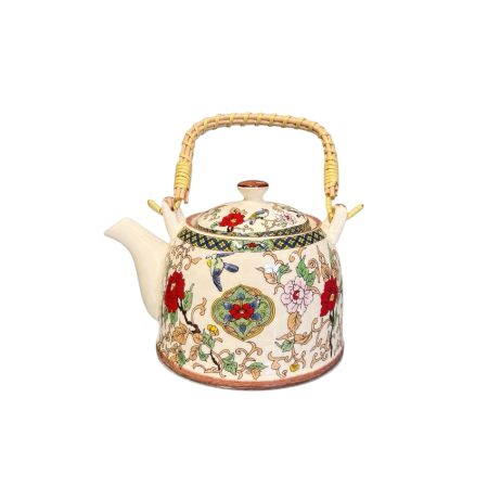 Chinese porselein theepot met ijzeren theehouder