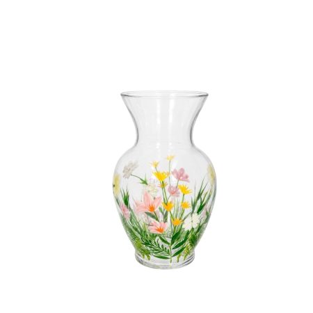 Glazen vaasje met bloemen