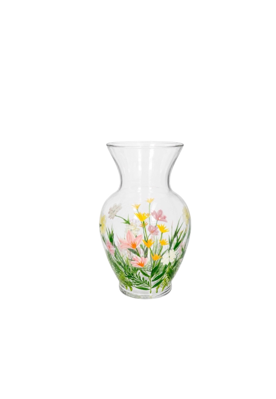 Glazen vaasje met bloemen