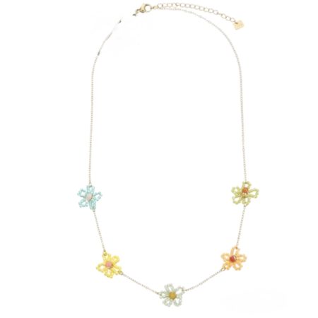Korte verstelbare ketting met bloemen