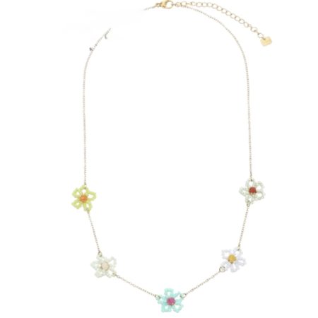 Korte verstelbare ketting met bloemen