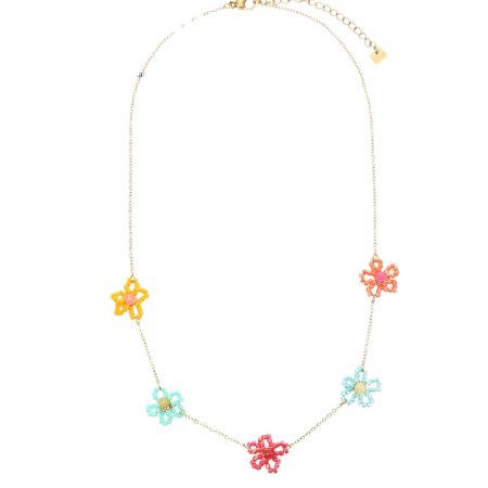 Korte verstelbare ketting met bloemen