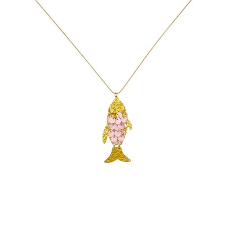 Lange ketting met vis met kraaltjes