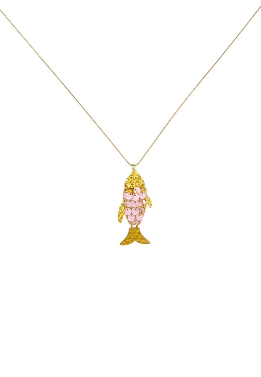 Lange ketting met vis met kraaltjes