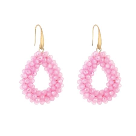 Goudkleurige ovale roze oorbellen