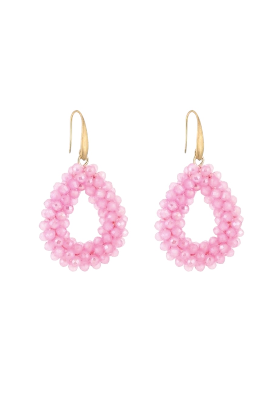 Goudkleurige ovale roze oorbellen