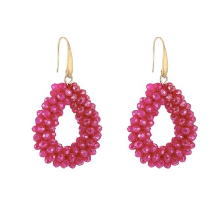 Goudkleurige ovale roze oorbellen