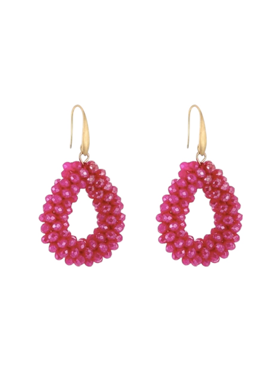 Goudkleurige ovale roze oorbellen