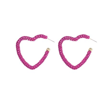 Goudkleurige roze/fuchsia hartjes oorbellen