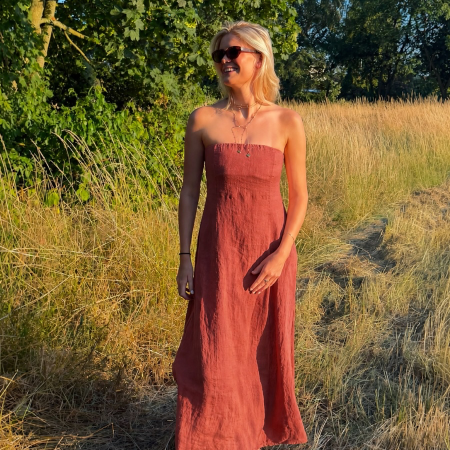 Brique linnen strapless jurk