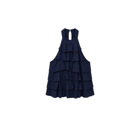 Donkerblauwe volant haltertop