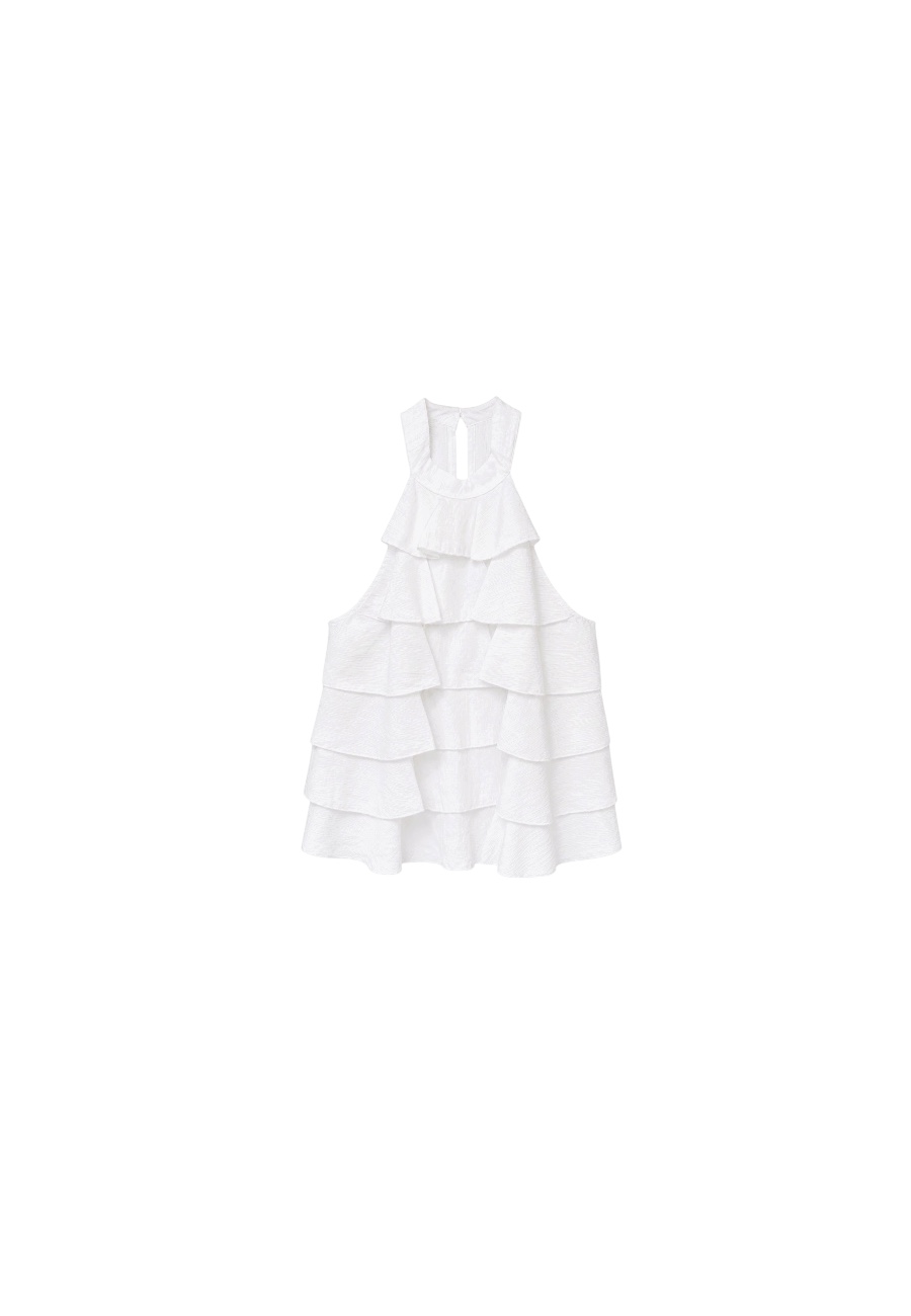 Witte volant haltertop