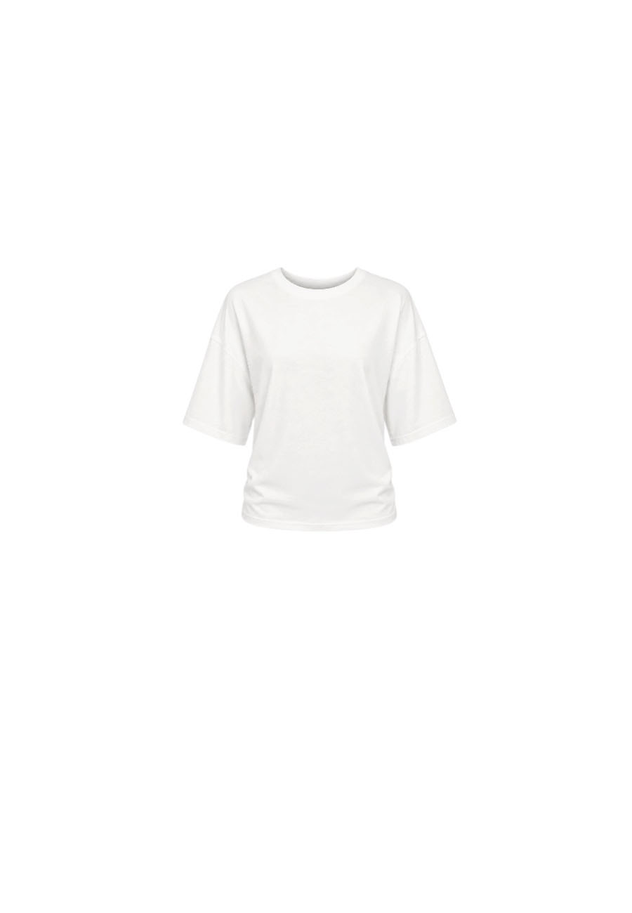 Wit shirt met gedrapeerde zijkanten