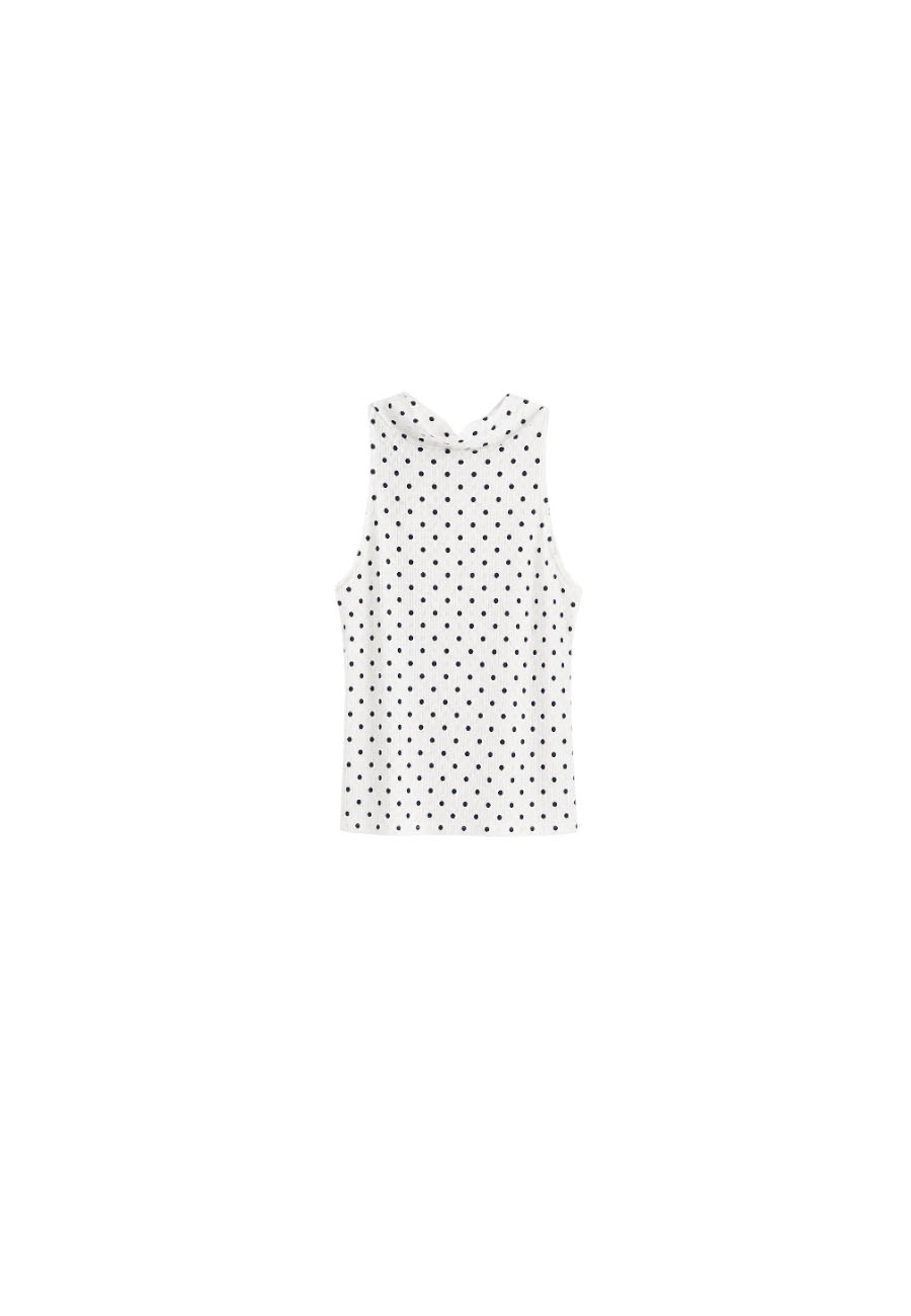 Witte haltertop met zwarte stip
