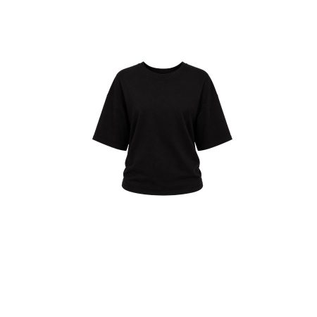 Zwart basic shirt met gedrapeerde zijkanten