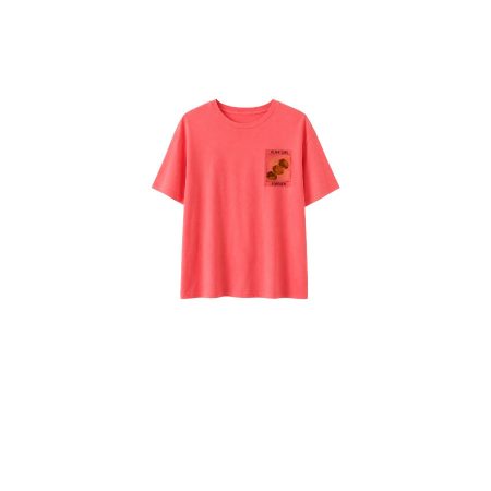 Zalmroze shirt met opdruk