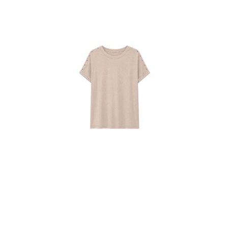 Beige shirt met zilveren studs